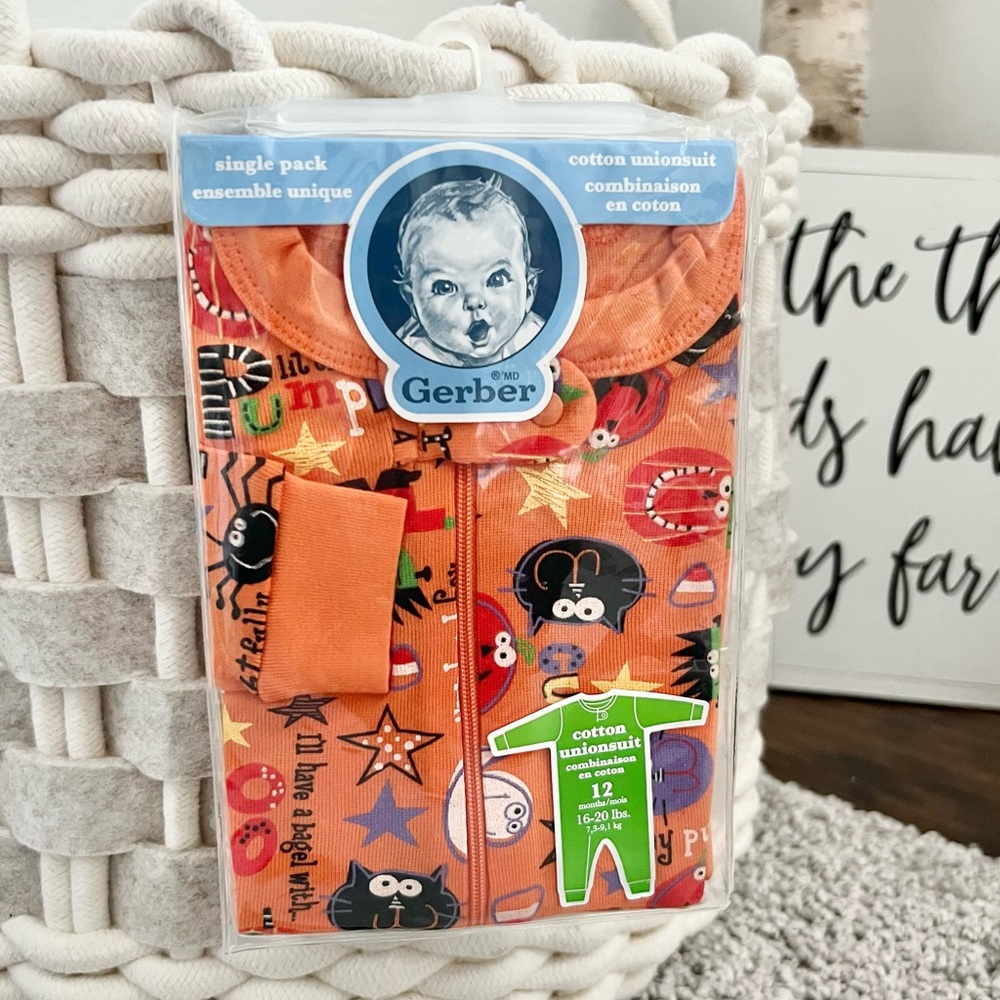GERBER Baby Halloween One-Piece Suit 12-months Sleeper PJ 100% cotton